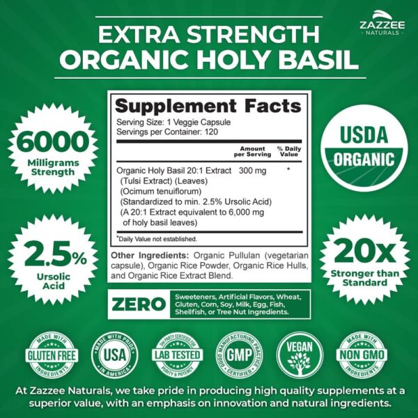 Holy Basil 20:1 Extract, 6000 mg Strength - Image 2