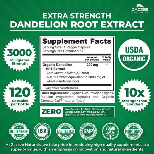 Dandelion Root 10:1 Extract, 3000 mg Strength - Image 2